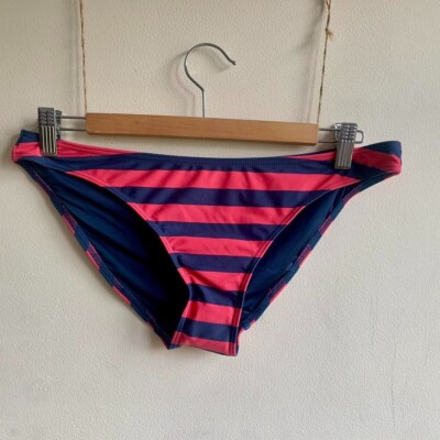 Fat Face Bikini Bottoms Size 18 Stripe New Navy Coral Sporty Beach Holiday