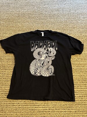 Rare Gothic Bacardi Rum El Ron De Los Reyes  Black Large T-shirt