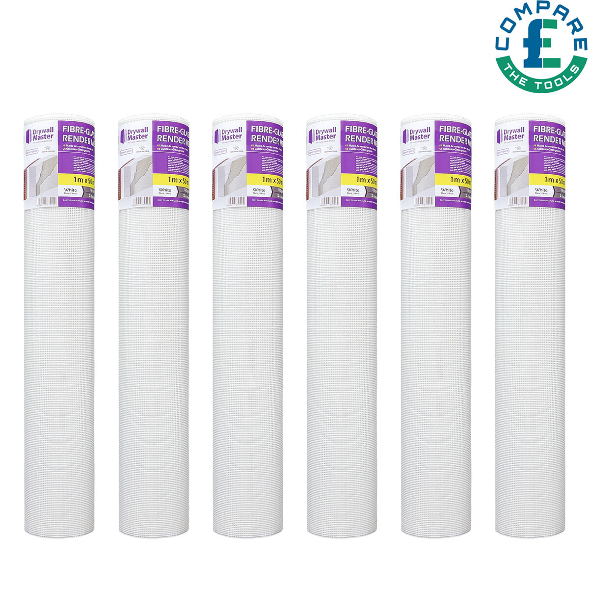 Fibreglass Rendering Render Mesh 50sqm 160g/m2 4x4 mm Drywall Master Pack of 6