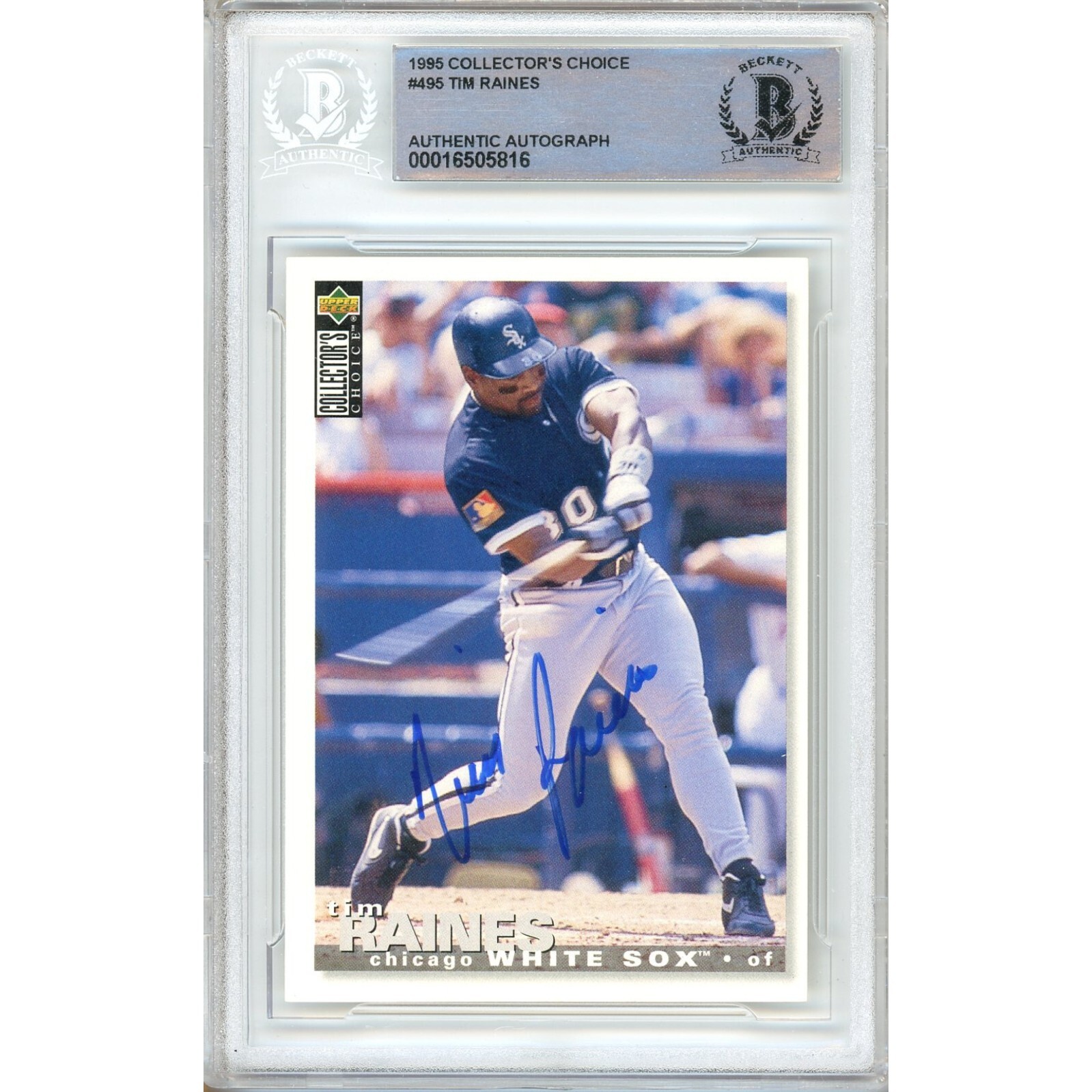 Tim Raines Chicago White Sox Auto 1995 Коллекционный Выбор 495 BAS Плита с Автографом