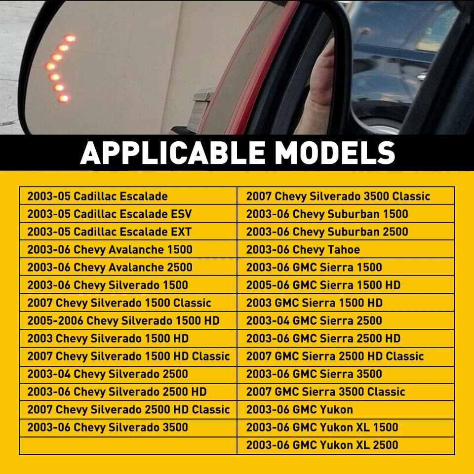 镜面玻璃加热转向信号驱动器侧 LH 适用于 2003 - 2007 雪佛兰 GMC 凯迪拉克 — 第 2/4 张图片