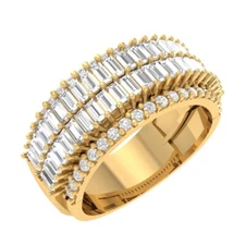 1.20 cttw Baguette Diamond Mens Band Ring 10k Yellow Gold