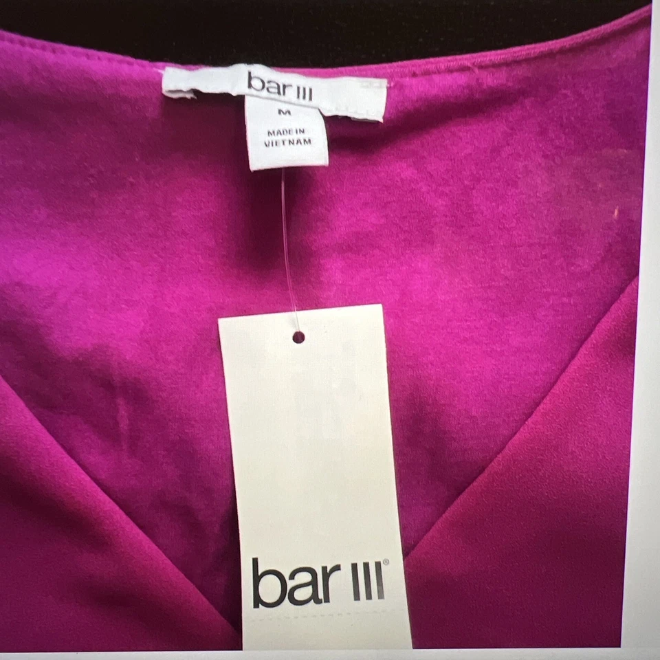 Bar III Women’s Pink Sleeveless Overlay Top Blouse Size Medium** - Image 4 of 4
