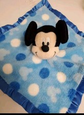 Disney mickey mouse security blanket Plush Satin Blue Polka Dot