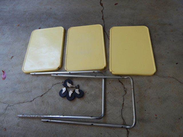 Vintage Cosco Brand 3 Tier Yellow Metal Kitchen Table Cart From