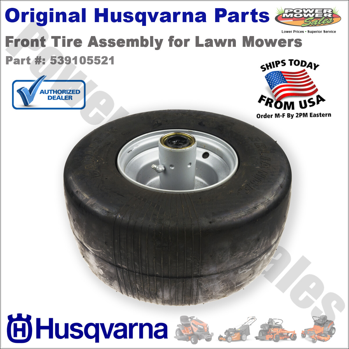 Genuine Husqvarna 539105521 Front Tire Assembly 13x6.5-6for Lawn