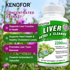 Liver Cleanse, Detox and Repair Formula, Milk Thistle 120 Caps2200 mg Supplement