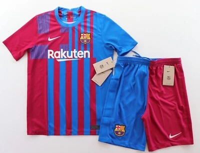 NIKE BARCELONA FC FOOTBALL KIT HOME SHIRT SHORTS CV8222-428 KIDS BOYS GIRLS L XL