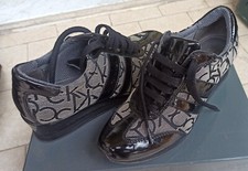 Calvin Klein Keira CK Schuhe Jaquard Logo + Pat PU Farbe Grau Größe 37 GEBRAUCHT