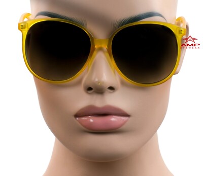 Oversized Round/Oval Large Retro Style Sunglasses Gradient Frosted Yellow IT29