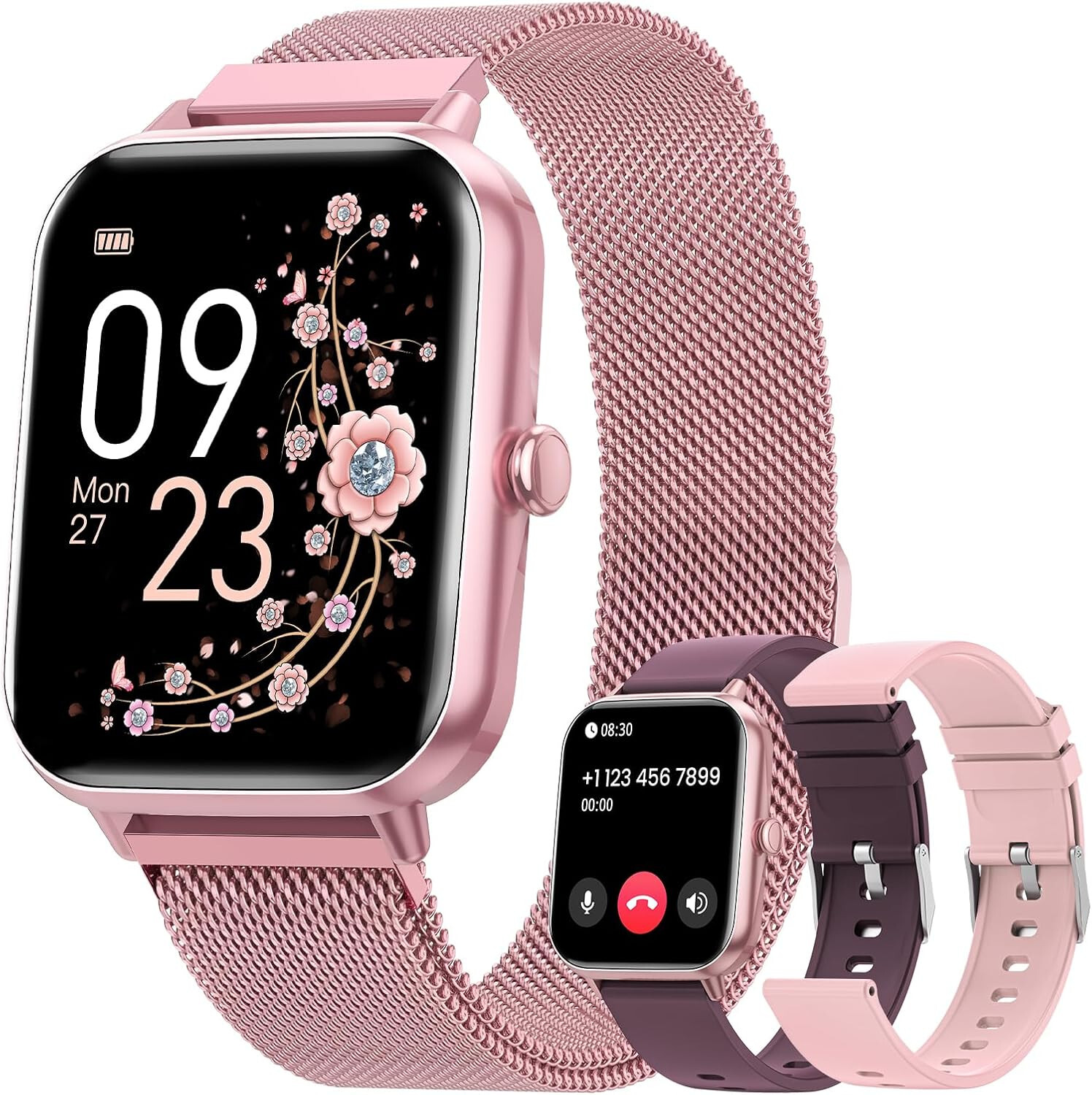 Smartwatch unisex con funzione telefono per iPhone e Android