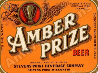 Amber Prize Beer New Metal Sign: Stevens Point Beverage Co., Wisconsin