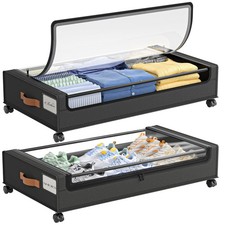 2 Pack Under Bed Storage with Wheels 60L Large Lapacity UnderBed Storage Cont...