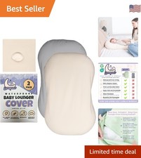 100 Waterproof Organic Cotton Baby Lounger Cover   2-Pack in Gray  Off-White