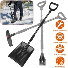 Stainless Steel Snow Shovel Kit 3-in-1 Brush Ice Scraper Collapsible Removable