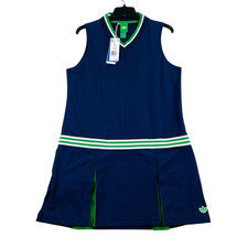 Adidas Sleeveless Golf Dress Women Lg Twistknit Blue V-neck Pockets JF6394 New