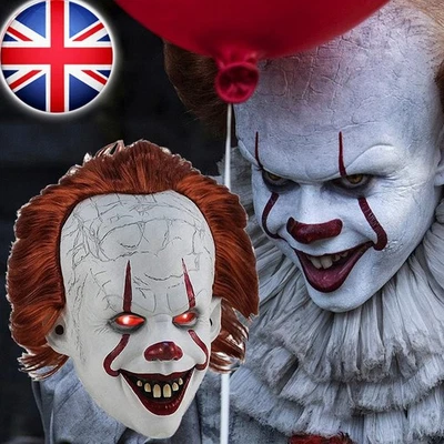 Stephen King's It Mask Pennywise Costume Horror Clown Joker Mask Halloween Prop