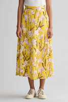 Gant Damen Rock Gelb Floral Lang 100% Lyocell A-Linie Sommer Gr. 42 400092