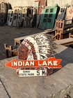 Old Antique Vintage Rare Indian Lake Porcelain Embossed Enamel Sign Board