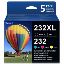 5 Pack 232XL T232XL Ink Cartridges for Epson 232 WF-2930 WF-2950 XP-4205 XP-4200