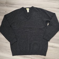 L.L. Bean Gray 100 Lambswool V-Neck Sweater Men s Size L TALL Pullover Charcoal
