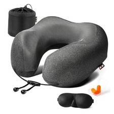 Travel Pillow 100 Pure Memory Foam Neck Pillow, Comfortable  Black