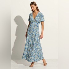 Faithfull the Brand Las Mayas Midi Dress Cala Nica Floral Blue