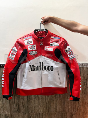 Vintage Marlboro Yamaha Motorbike Leather Jacket Motorcycle Jacket Gift For him.