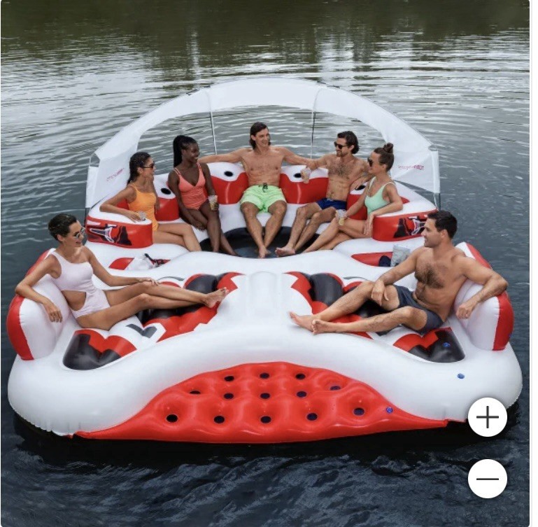 Tobin Sports 7 People Seas the Day Inflatable Island with Sunshade Backrest