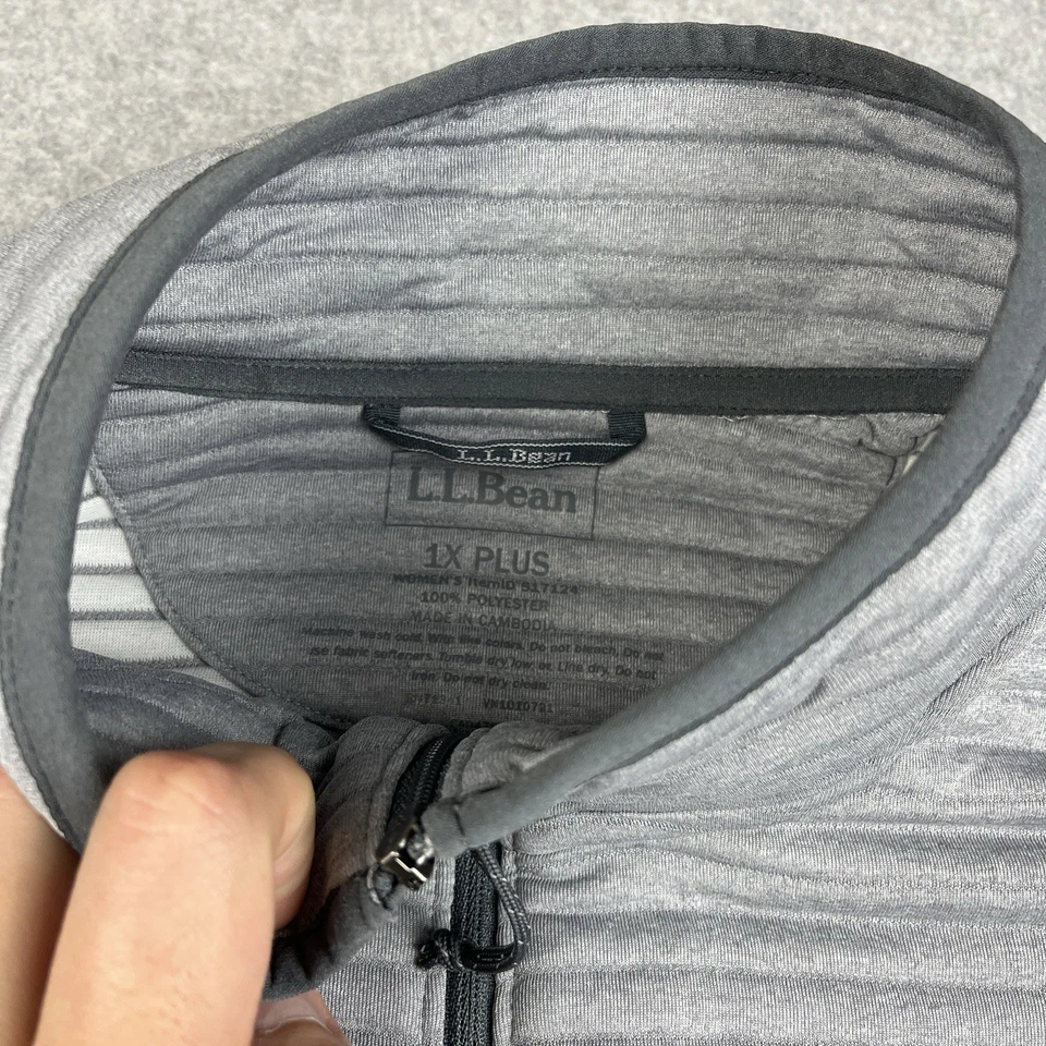 LL Bean Airlight Vest Womens 1X Plus Gray Full Zip Ribbed Outdoors Lightweight - Image 3 of 4