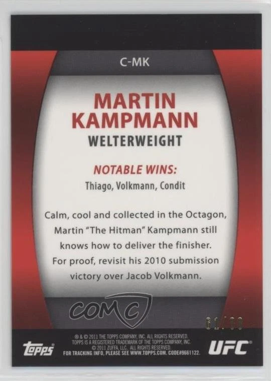 2011 Topps UFC Title Shot UFC Contenders Black /88 Martin Kampmann #C-MK - Image 2 of 2
