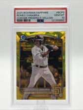 2025 Bowman Sapphire #BCP-3 Romeo Sanabria Chrome Prospect Yellow Gem My 10