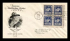 Dr Jim Stamps Walt Whitman Block First Day Cover 1940 ArtCraft Cachet