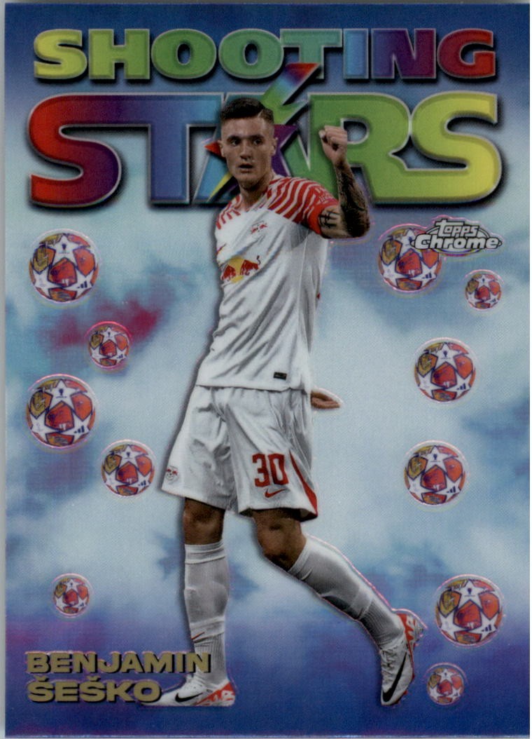 2023-24 Topps Chrome UEFA Club 98 Topps Chrome Shooting Stars 989 Benjamin Sesko