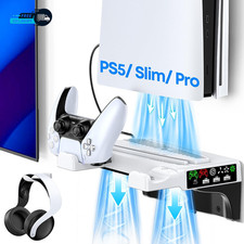 Ps5 Slim Pro Wall Mount Kit with Cooling Fan Charging Station PS5
