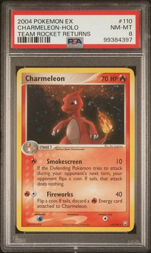 2004 POKEMON EX TEAM ROCKET RETURNS #110 CHARMELEON-HOLO PSA 8