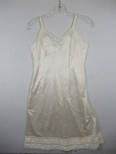 Vintage JCPenney Adonna Satin Full Dress Slip Women 36 Ivory Nylon Lace