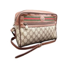 GUCCI GG Supreme Canvas Leather Sherry Line Shoulder Bag Vintage Brown