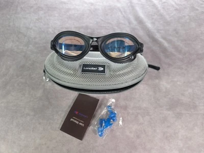Longsail Adult Swim Goggles Swimming Goggles Black w/Ear Plugs & Nose Clip