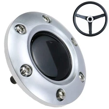 Universal Fit Silver Plastic Cover 6-Bolts Steering Wheel Horn Button
