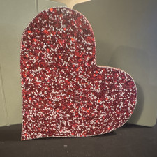 Red Glitter Heart-Shaped Wood Valentine's Day Decor