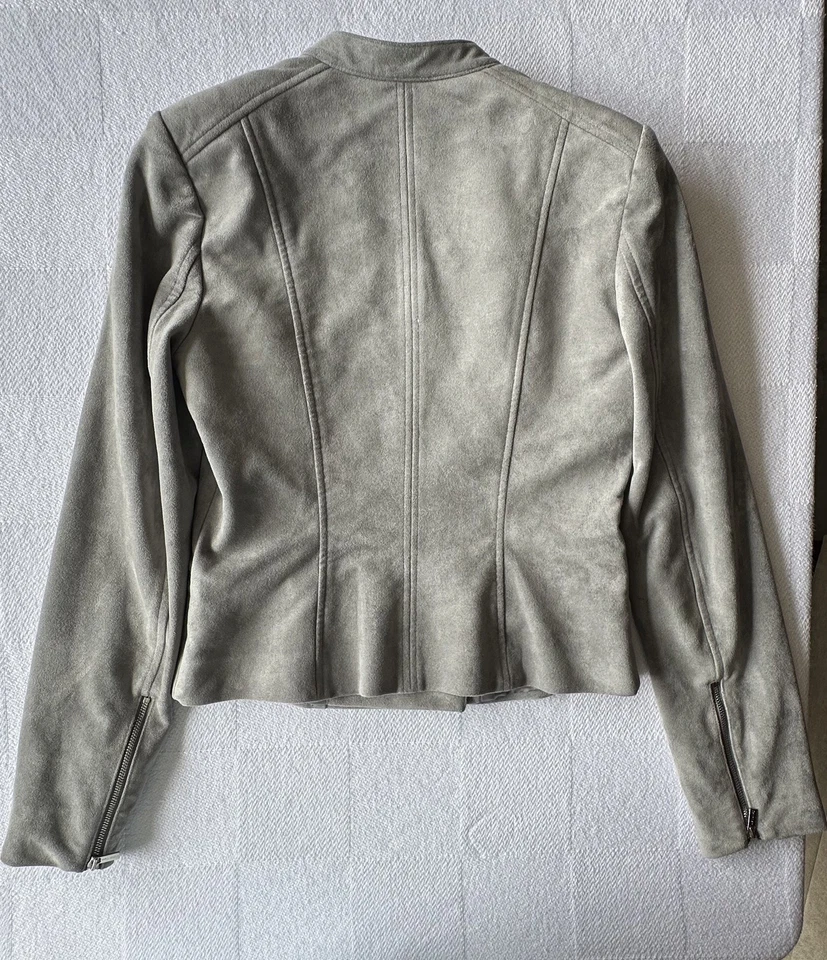 Women’s Calvin Klein Vegan Leather Moto Jacket Gray Size XS - Image 4 of 4