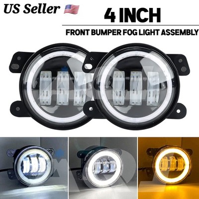 4'' Inch Round LED Fog Lights Driving Lamps Halo For Dodge Charger 2011-2014