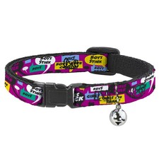 Cat Collar Breakaway with Bell Girls Rule Bubbles NARROW Fits 8.5-12"