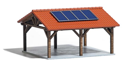 Cochera Busch 1571 calibre HO/OO pico techo con kit de paneles solares | Zustand: New