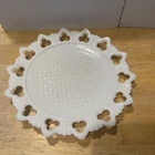 Vintage Milk Glass 9 1/4” Serving Plate Dessert Cookie Platter Tray