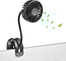 Clip on USB Mini Desk Fan with Emergency Power Bank, Battery Operated Rechargeab