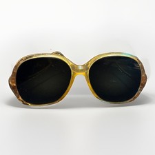 Vintage Marwitz Designer Sunglasses Handmade Chunky Translucent Amber Case