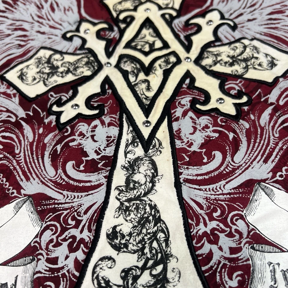 Avirex Y2k All Over Print Jewel Stones Tattoo Hardy Affliction Sz XL 24x32 - Image 3 of 4