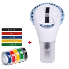 E975 Embossing Label Maker with 5 Colour 3D Label Tape 3/8'', Dymo Omega Maker